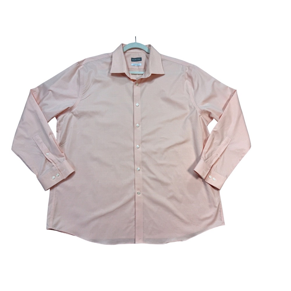 Michael Kors Dress Shirt Mens 18 34/35 Orange Excellent Airsoft Stretch Non-Iron